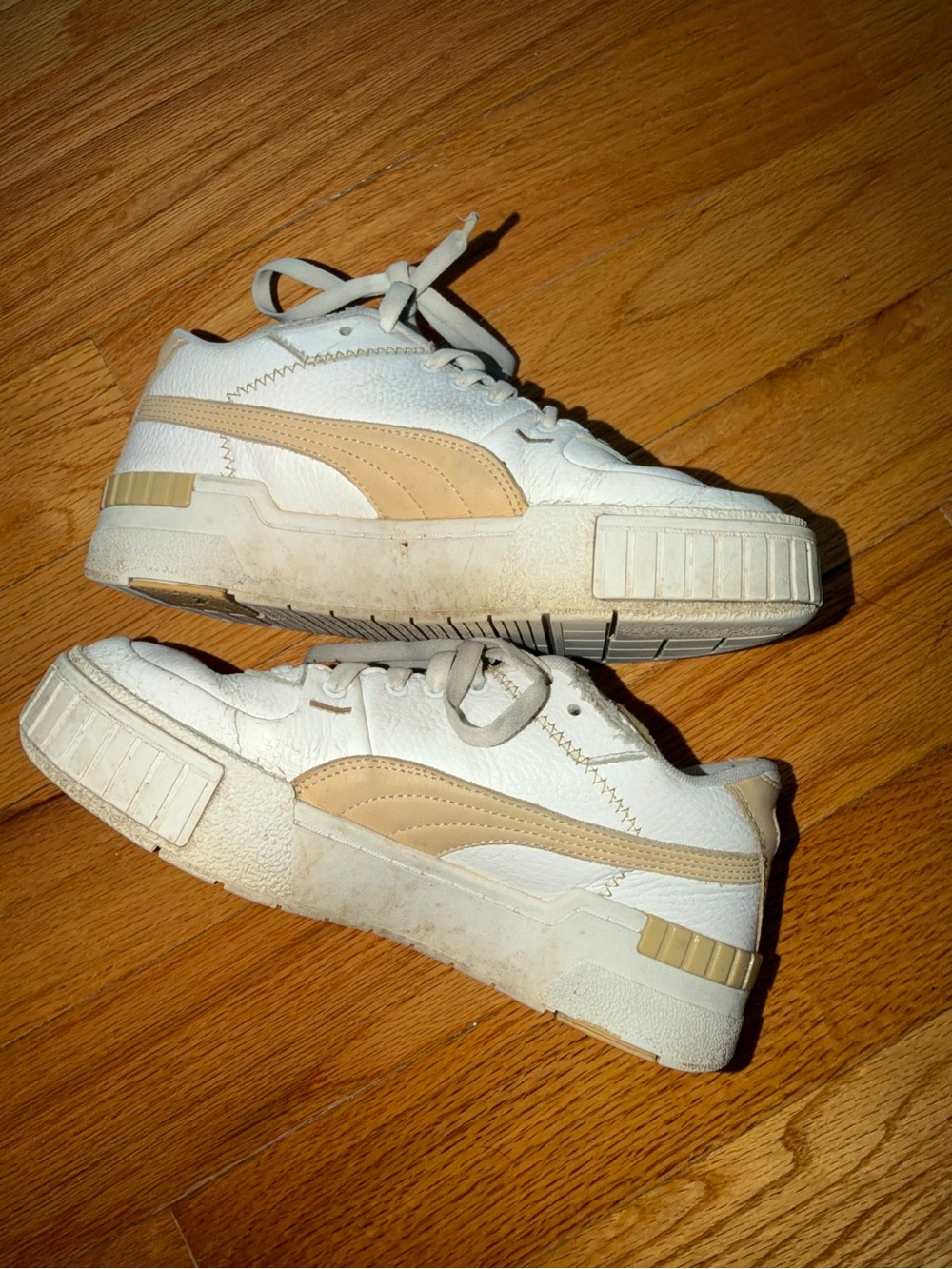 Puma Cali Sneakers in White & Tan